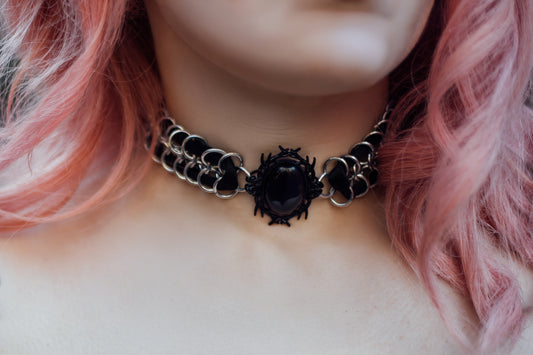 Chainmail Choker with Statement Gem