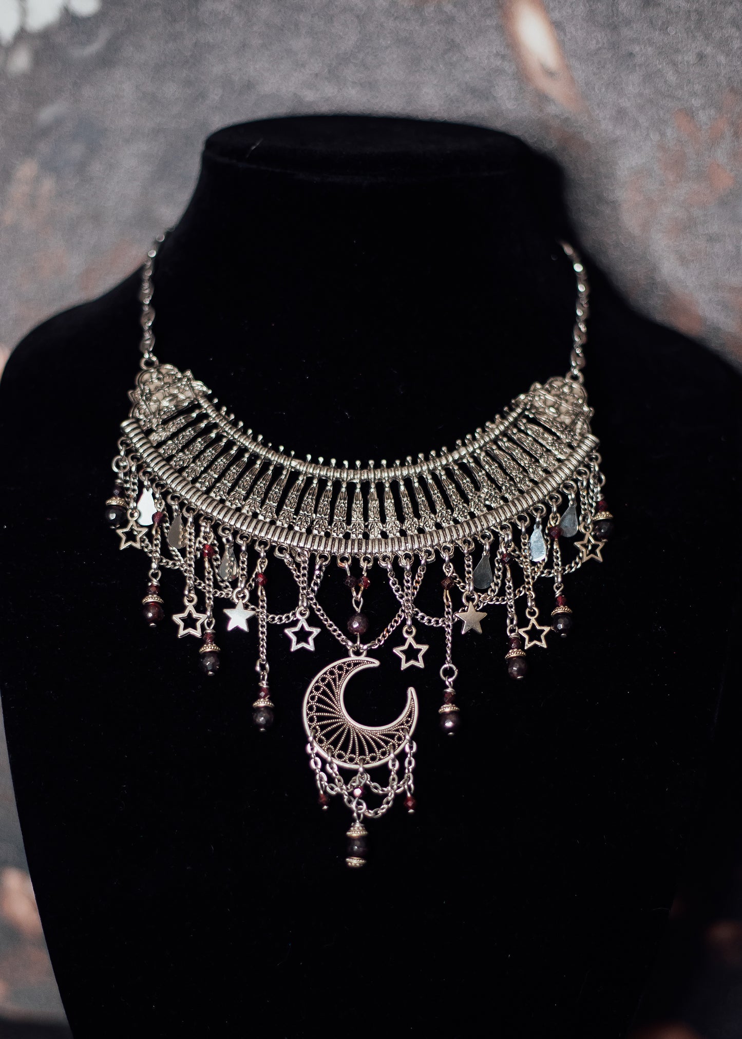 Celestial Crescent Moon Statement Necklace