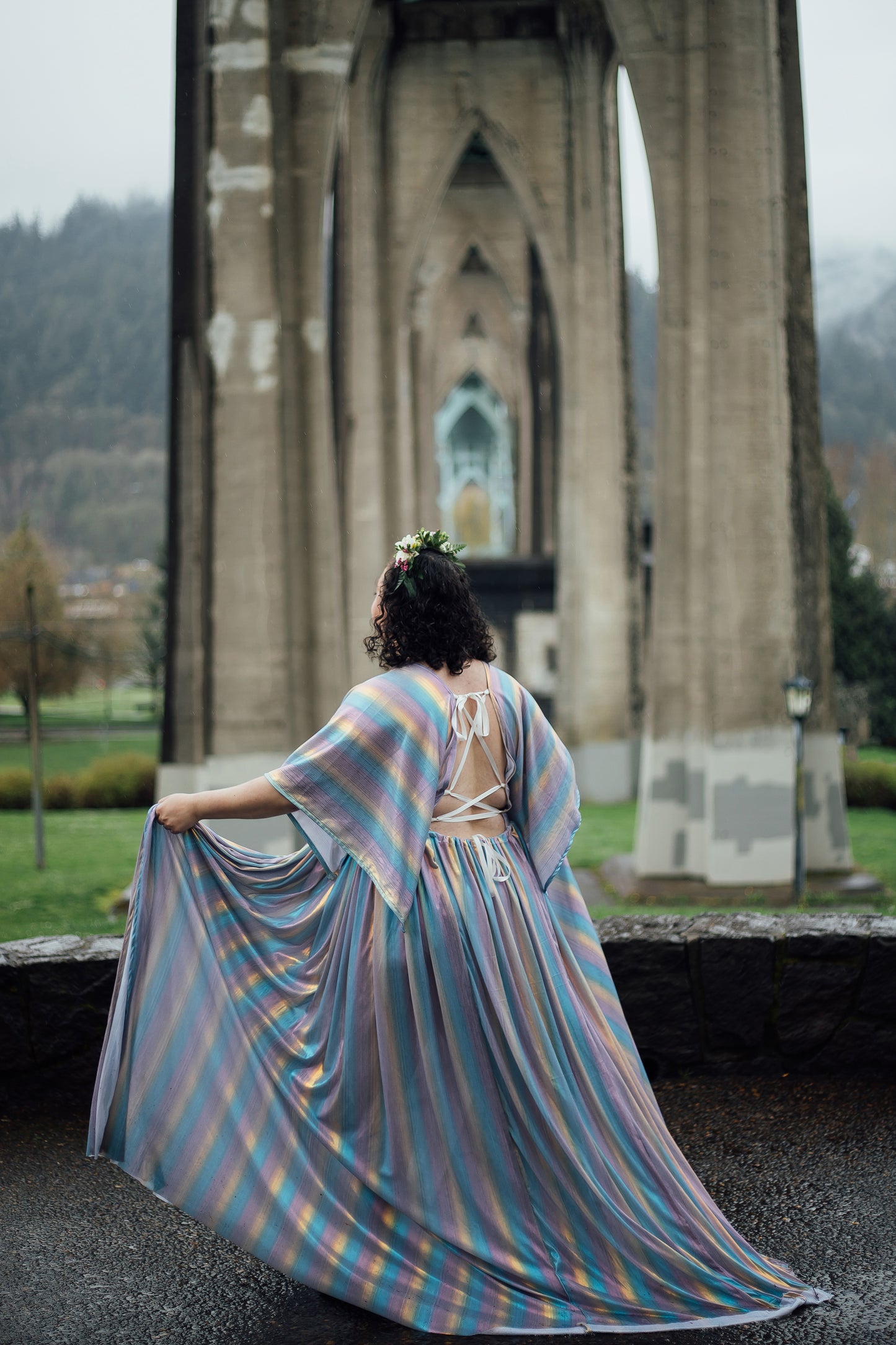 Med-2XL Adjustable Waist Rainbow dress