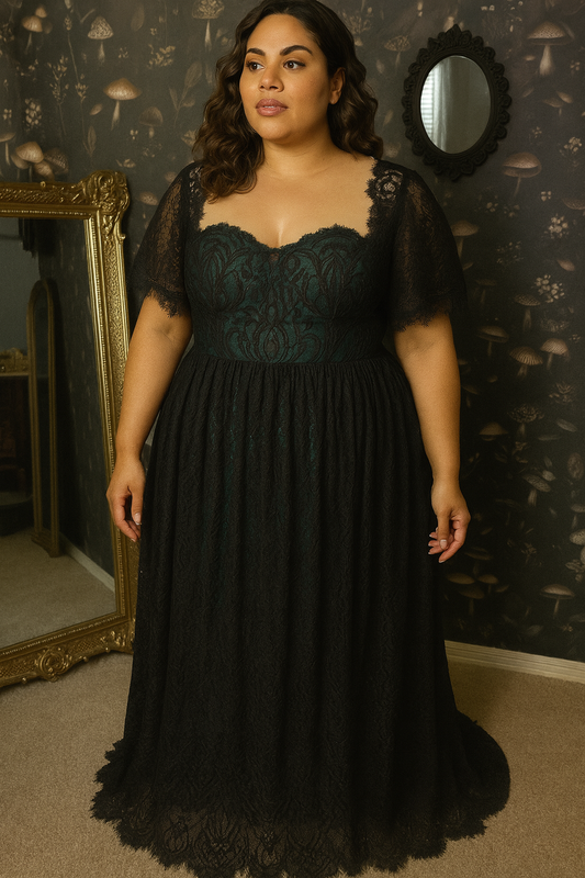 Black Lace Dreams Dress W/Color Lining