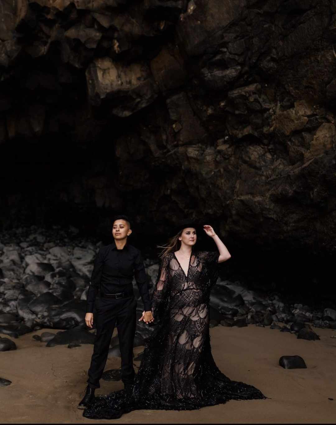 Adjustable sized black sequin dress