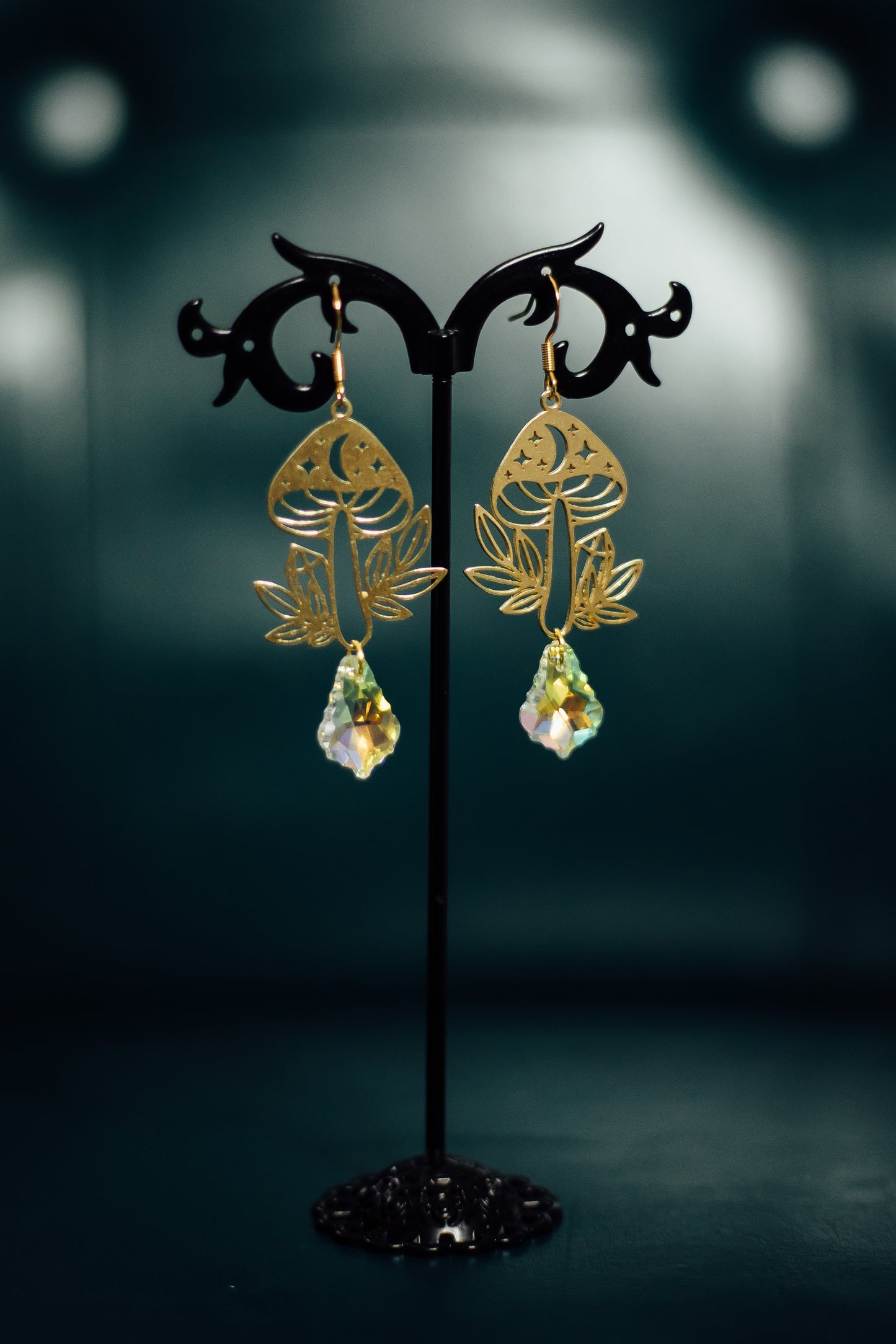 Gold Mushies w/Baroque Swarovski Crystal