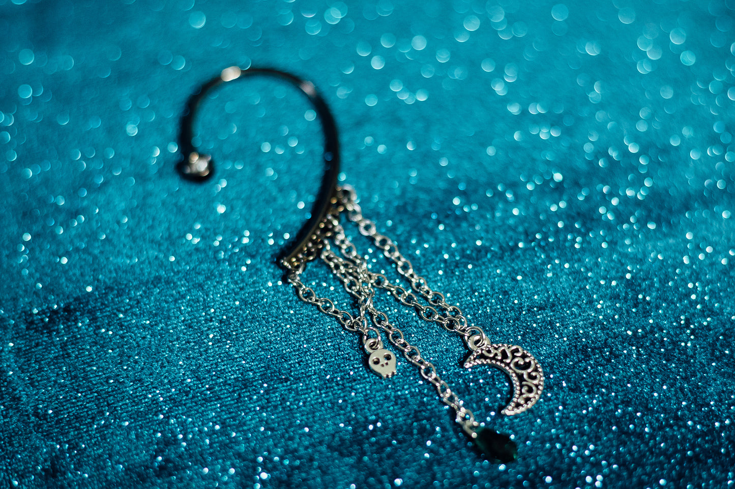 Left Ear Cuff Earring w/Emerald Swarovski