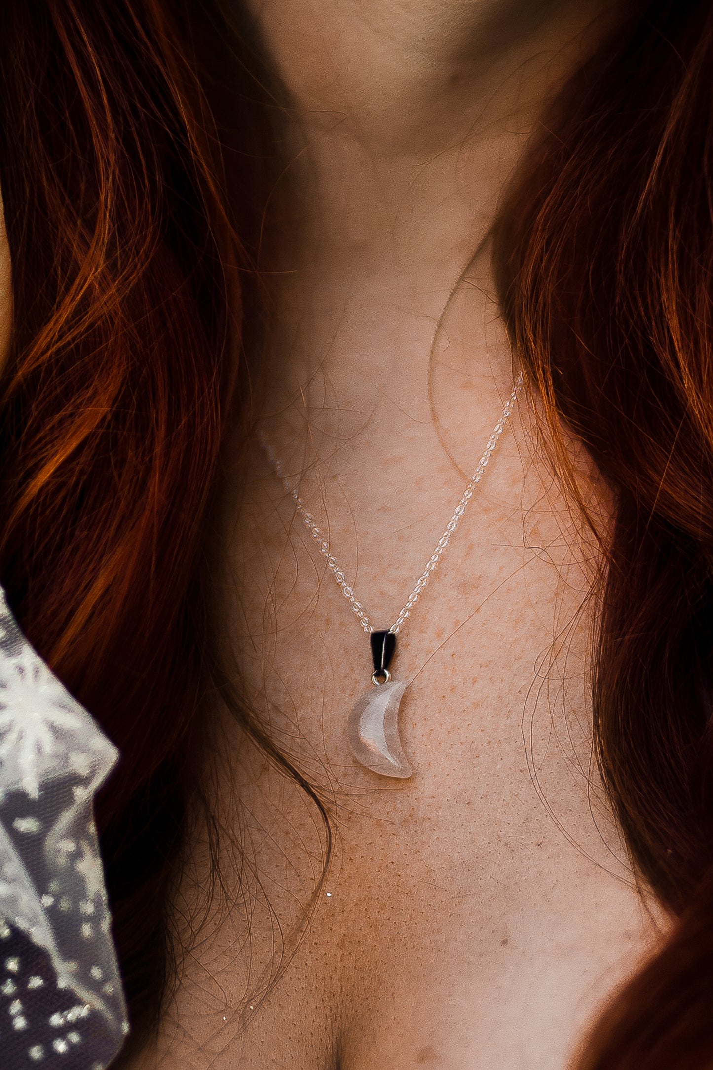 Rose Quartz Moon Necklace