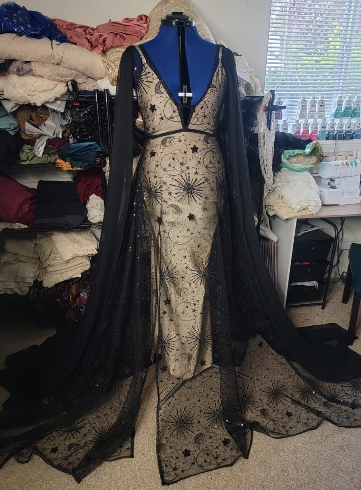 PREORDER - Celestial Goddess Dress - Cape Sleeves- Wedding Dress - Maternity Dress - Adjustable Dress - Photoshoot Dress