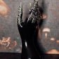 Silver & Emerald Crystal Finger Claw Set - Single Hand