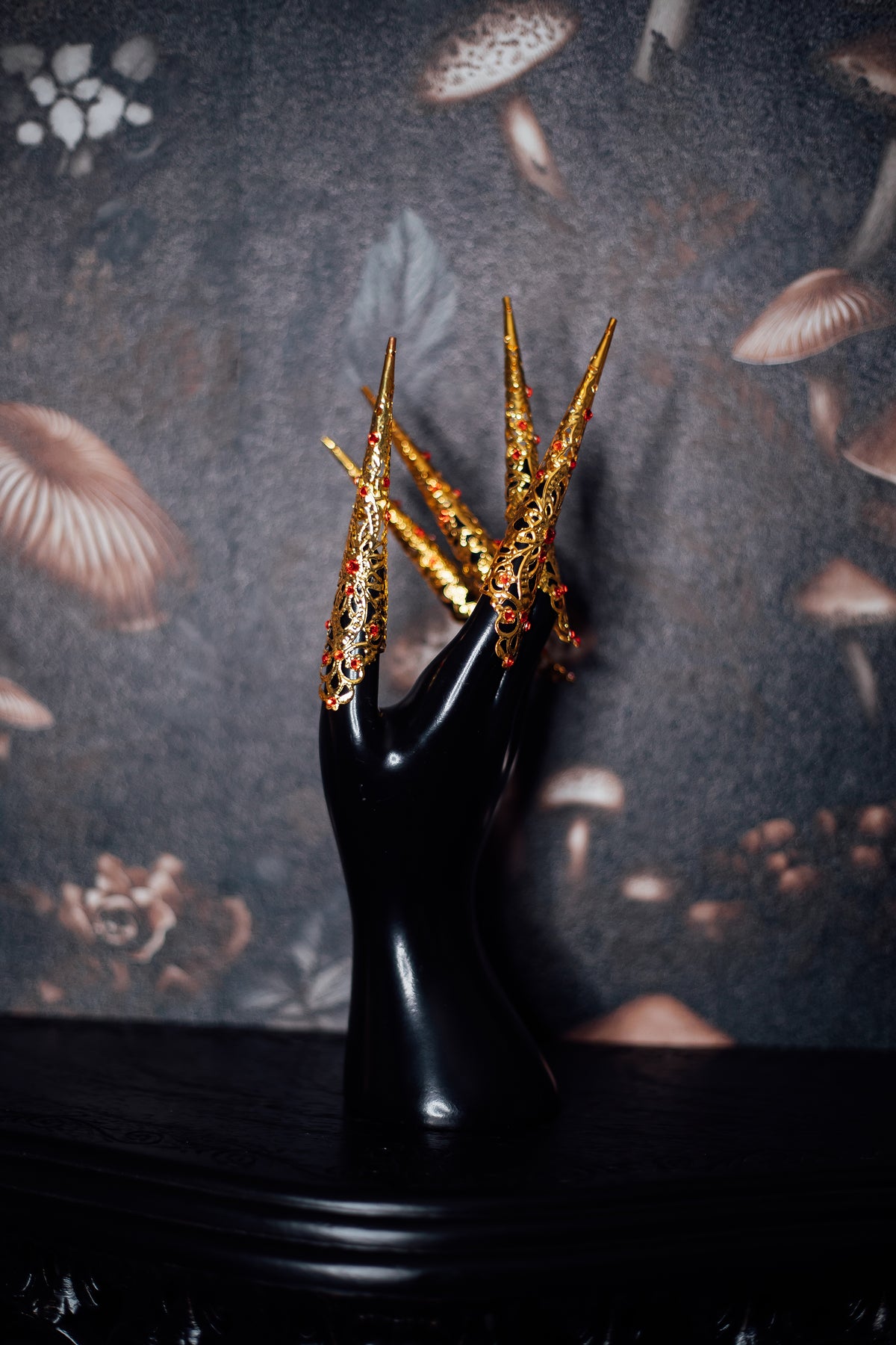 Gold & Orange Crystal Finger Claw Set - Single Hand
