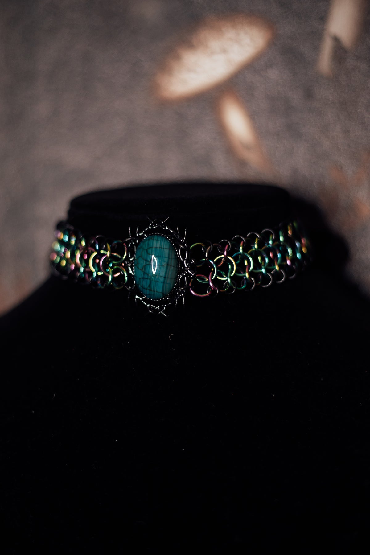 Blue Agate Chainmail Choker