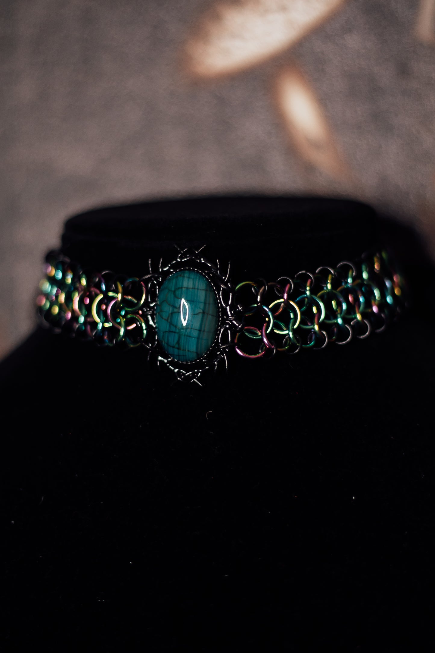 Blue Agate Chainmail Choker