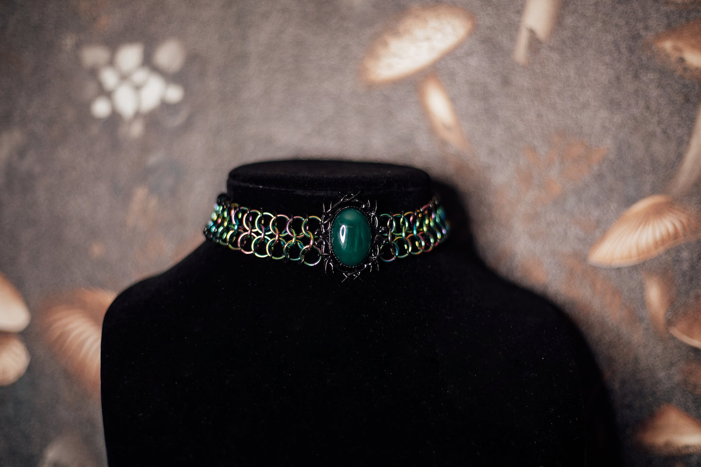 Green Agate Chainmail Choker