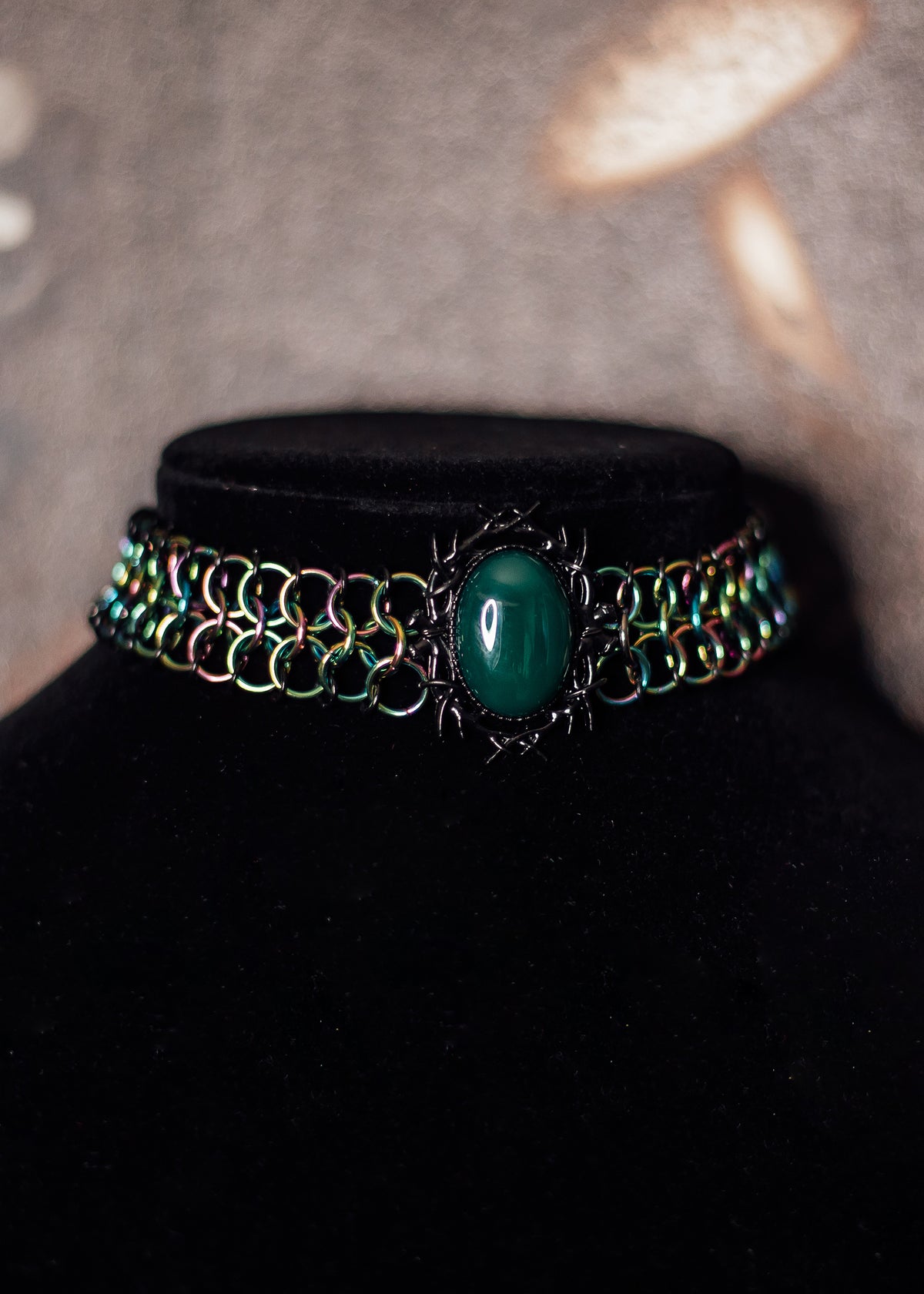 Green Agate Chainmail Choker