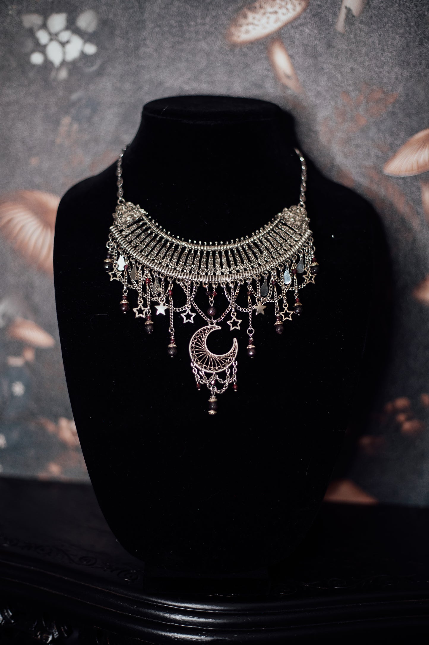 Celestial Crescent Moon Statement Necklace