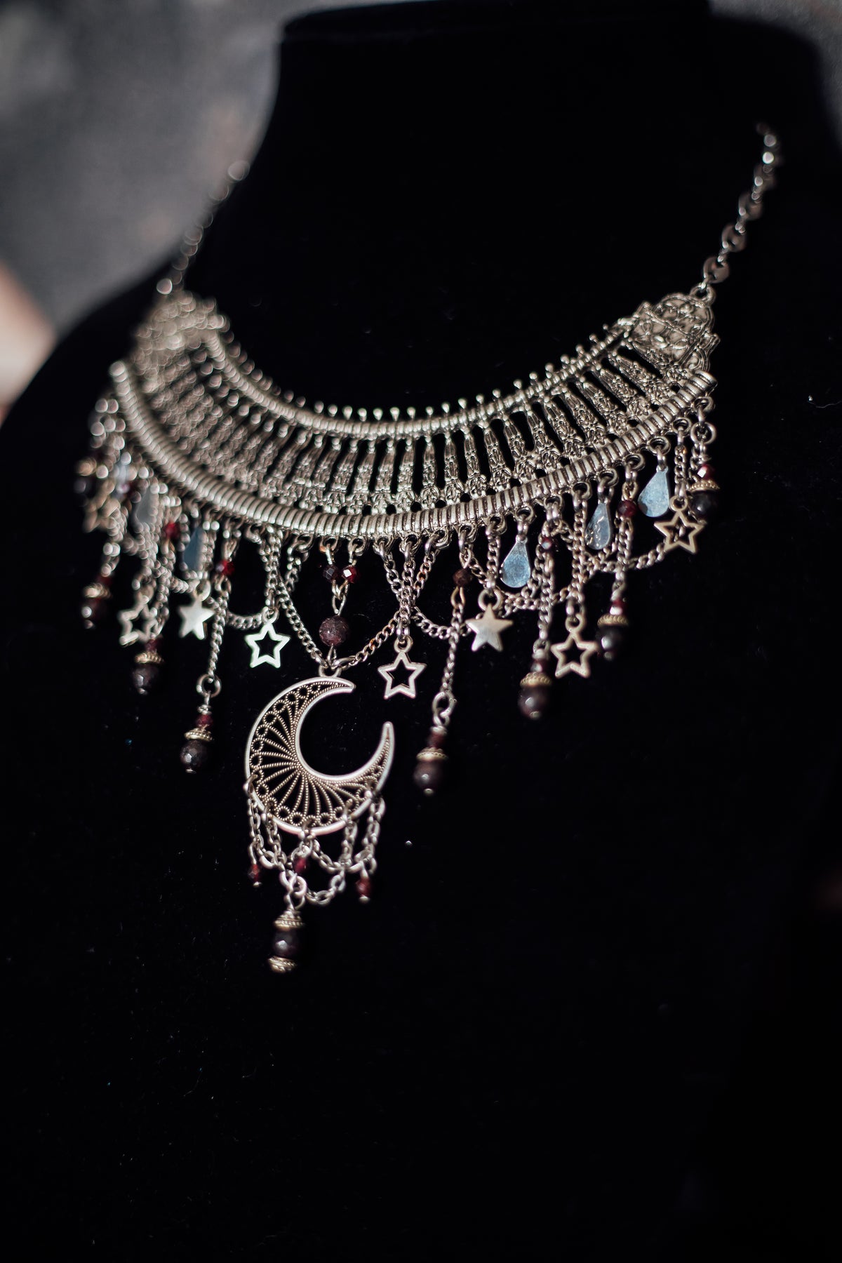 Celestial Crescent Moon Statement Necklace