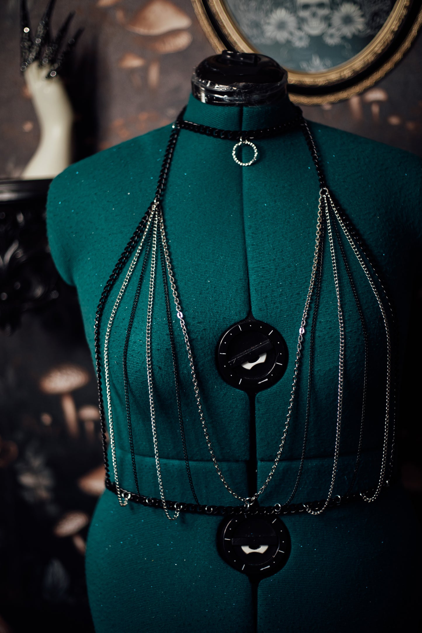 Silver & Black Chain Harness Top