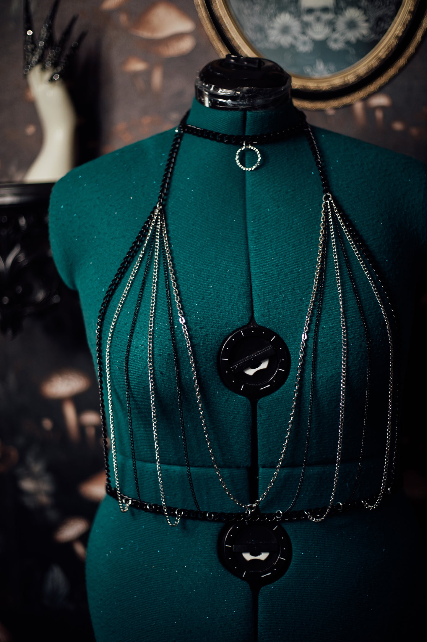 Silver & Black Chain Harness Top