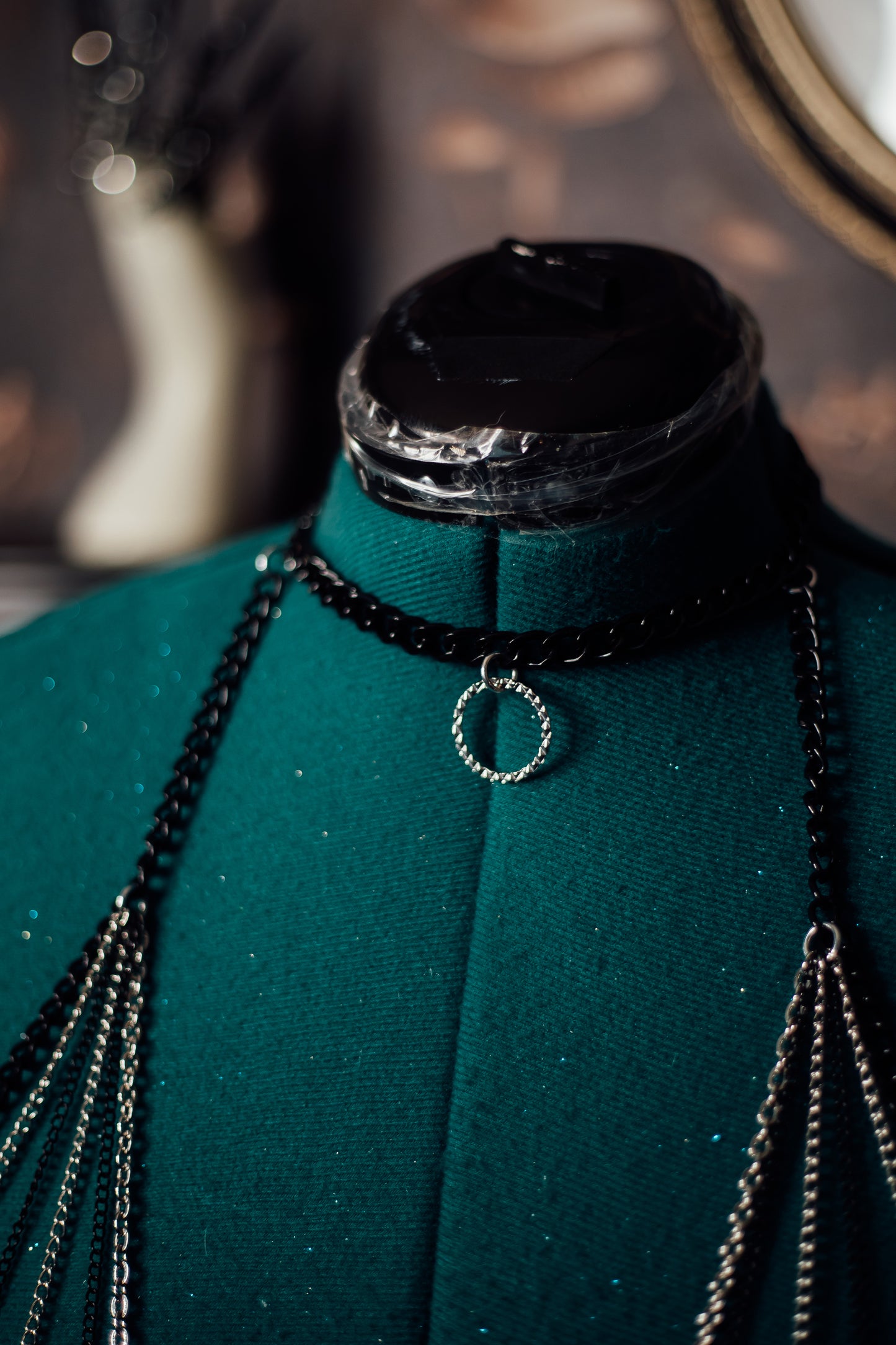 Silver & Black Chain Harness Top