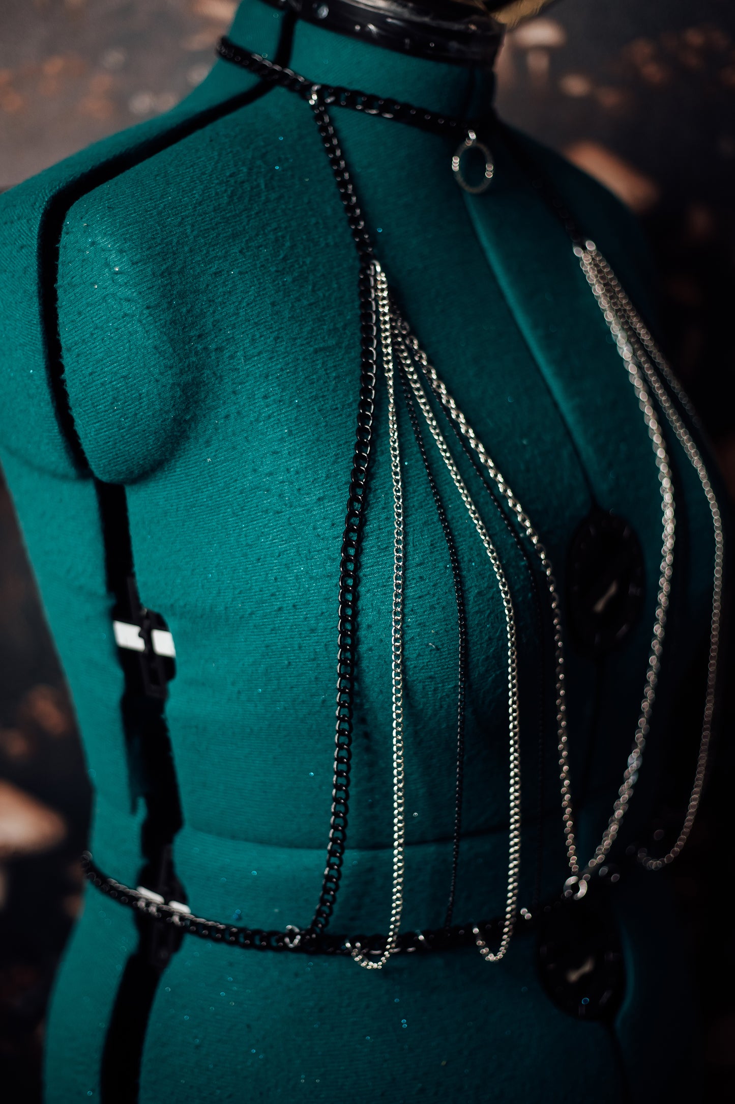 Silver & Black Chain Harness Top