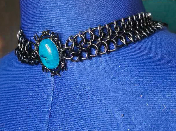 Chainmail Choker with Statement Gem
