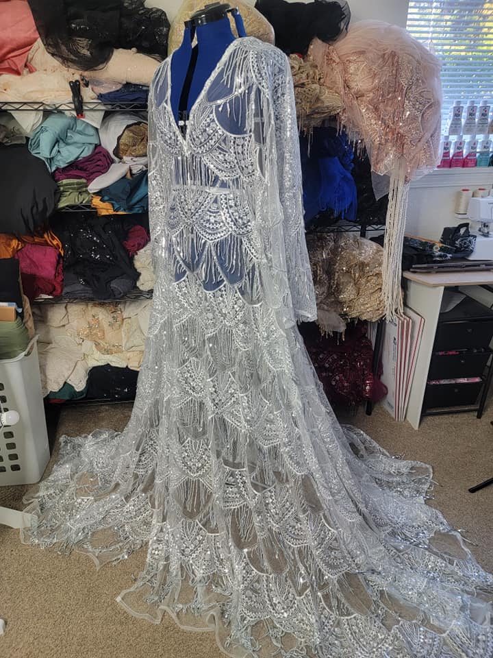 PREORDER- White & Silver Gatsby Dress