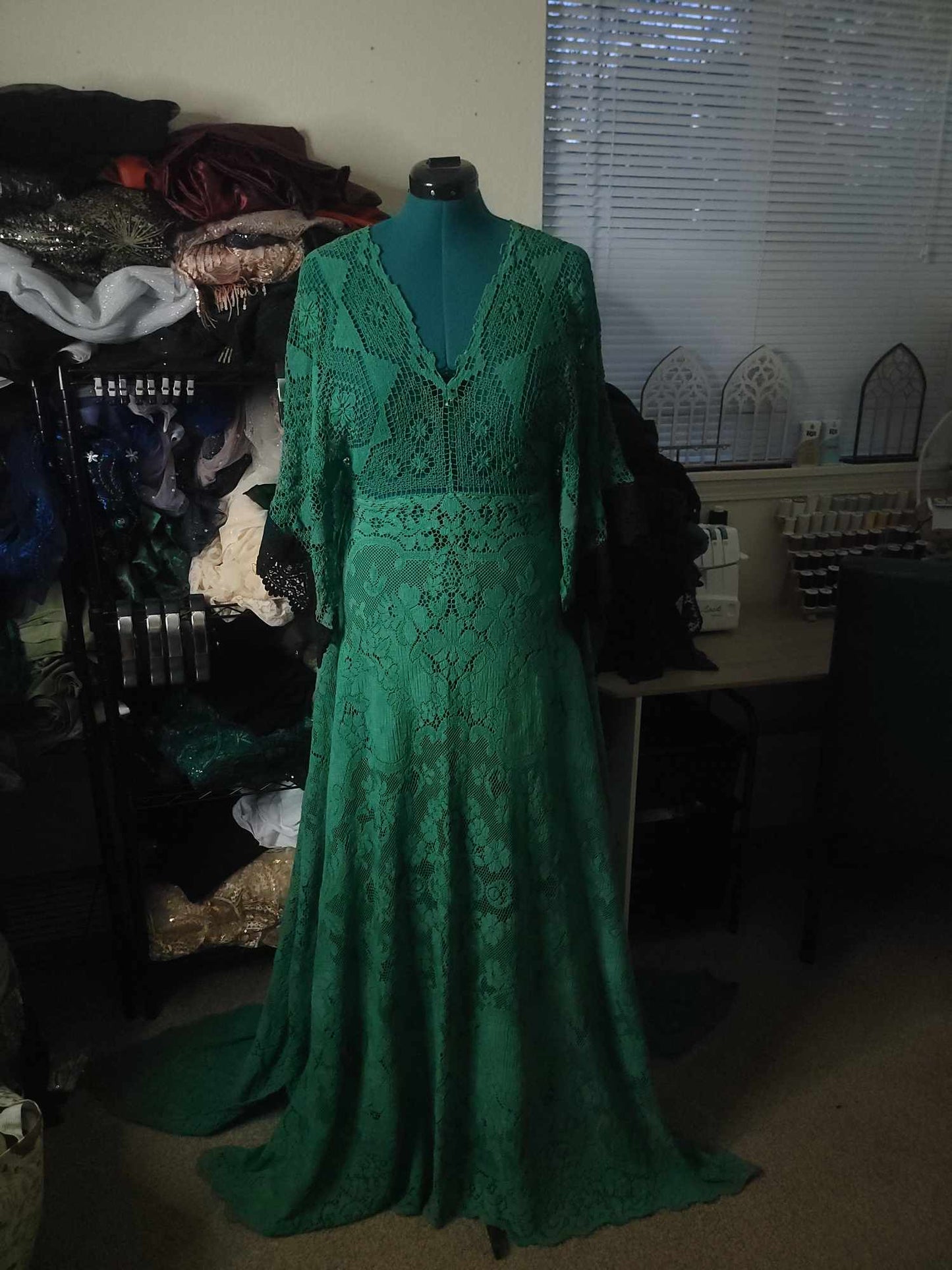 SM-2X Green Vintage Lace Dress