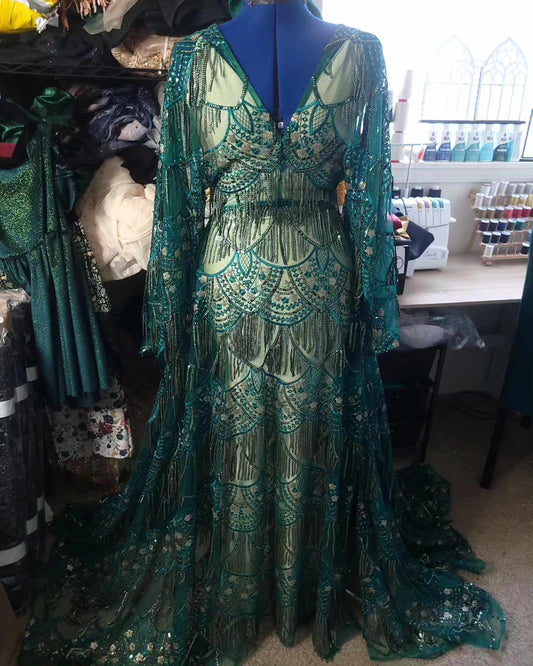 Small-Med Emerald Gatsby Dress SLIP INCLUDED
