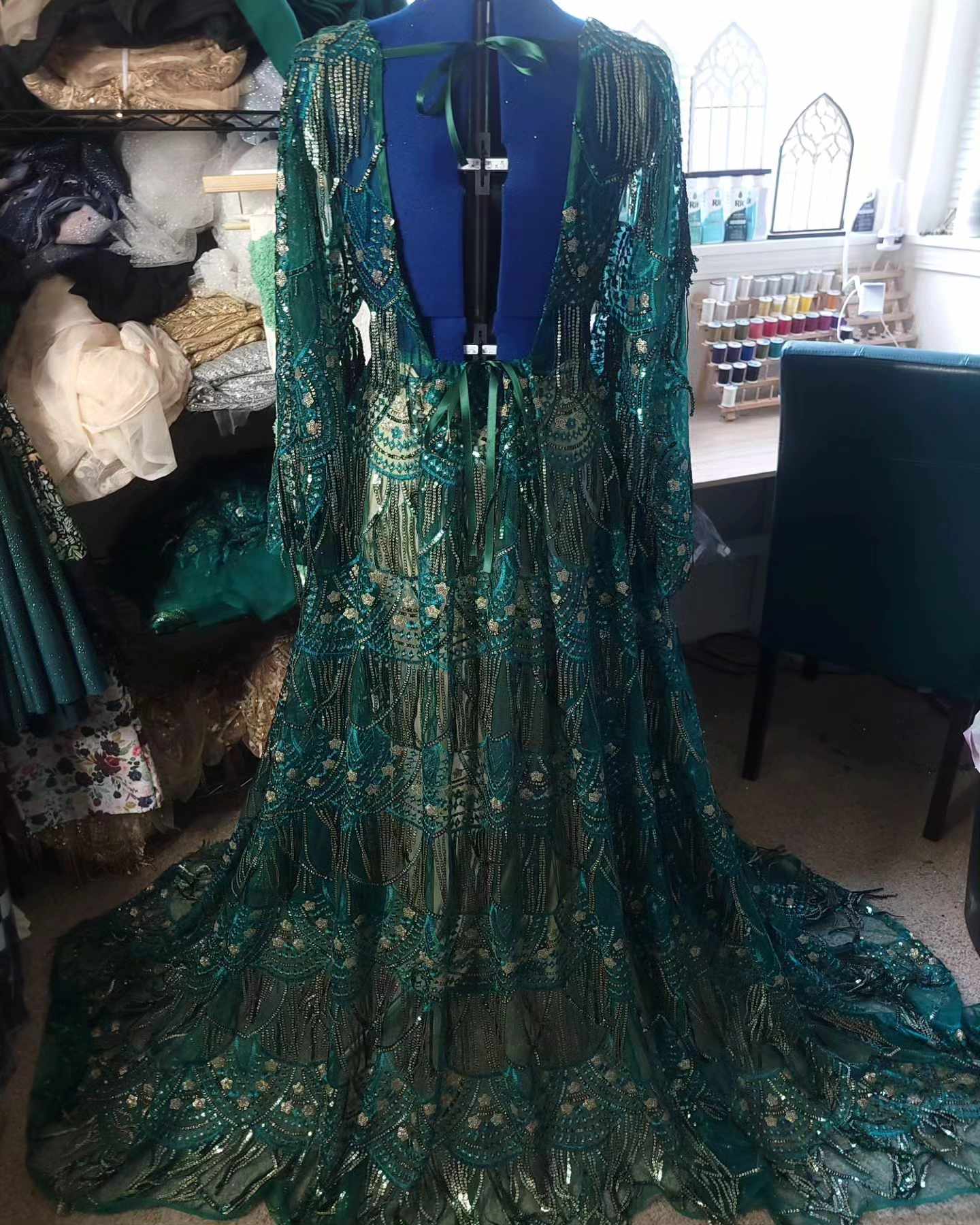 Small-Med Emerald Gatsby Dress SLIP INCLUDED