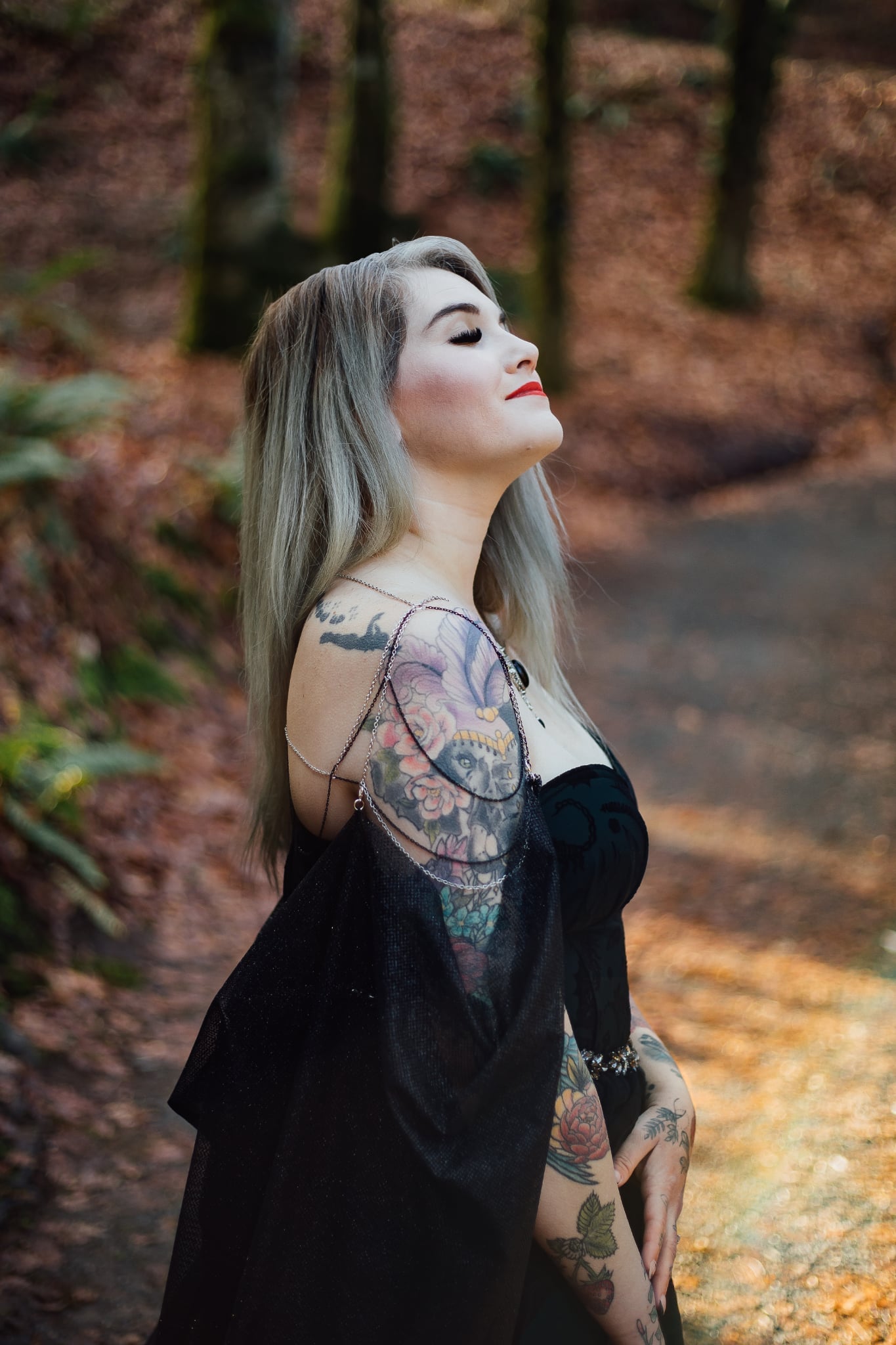 Chain Shoulder Piece & Black Glitter Cape