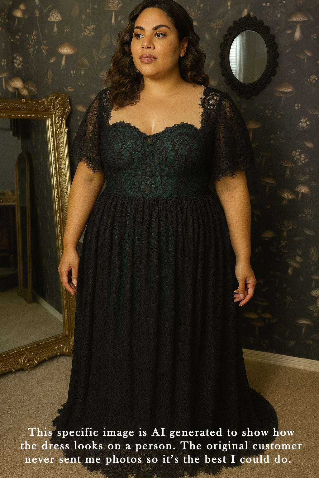Black Lace Dreams Dress W/Color Lining