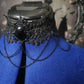 Gothic Lace Choker with Statement Gem & Chains