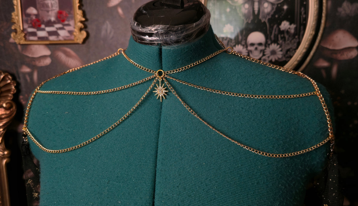 Gold & Black Celestial Cape Two Piece