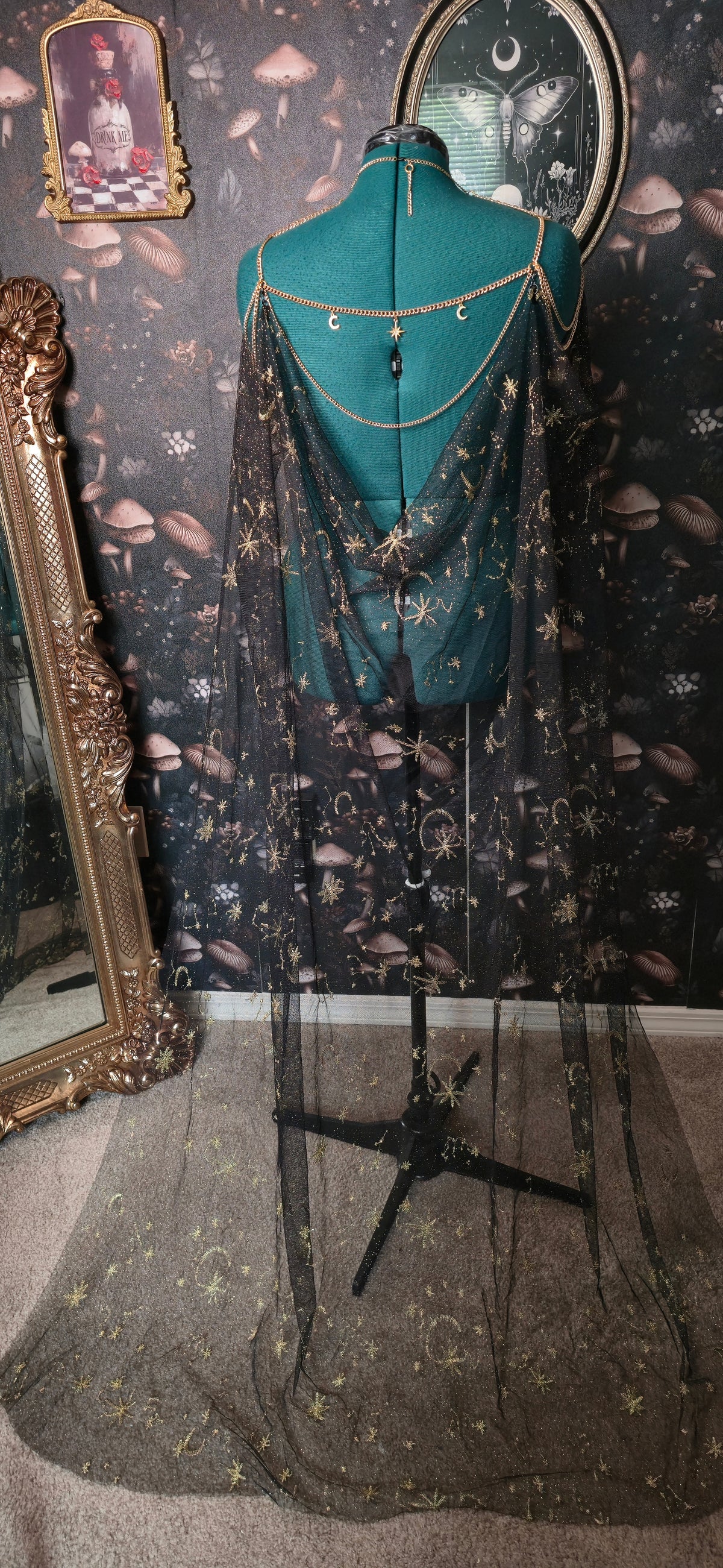 Gold & Black Celestial Cape Two Piece