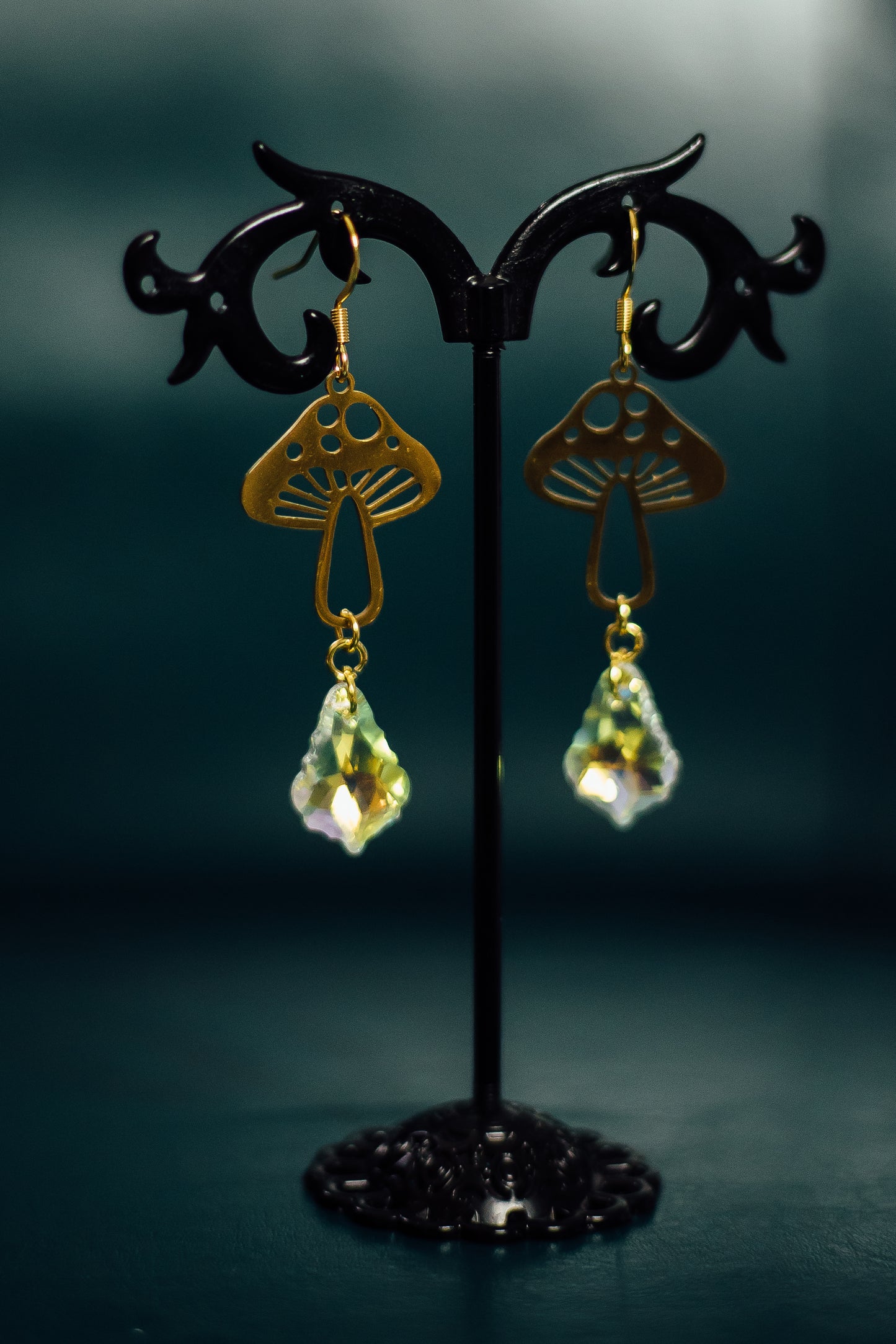 Small Gold Mushies w/Baroque Swarovski Crystal