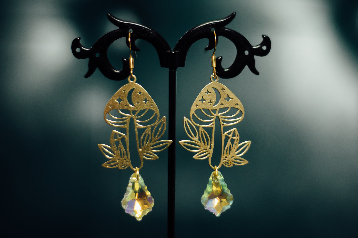 Gold Mushies w/Baroque Swarovski Crystal