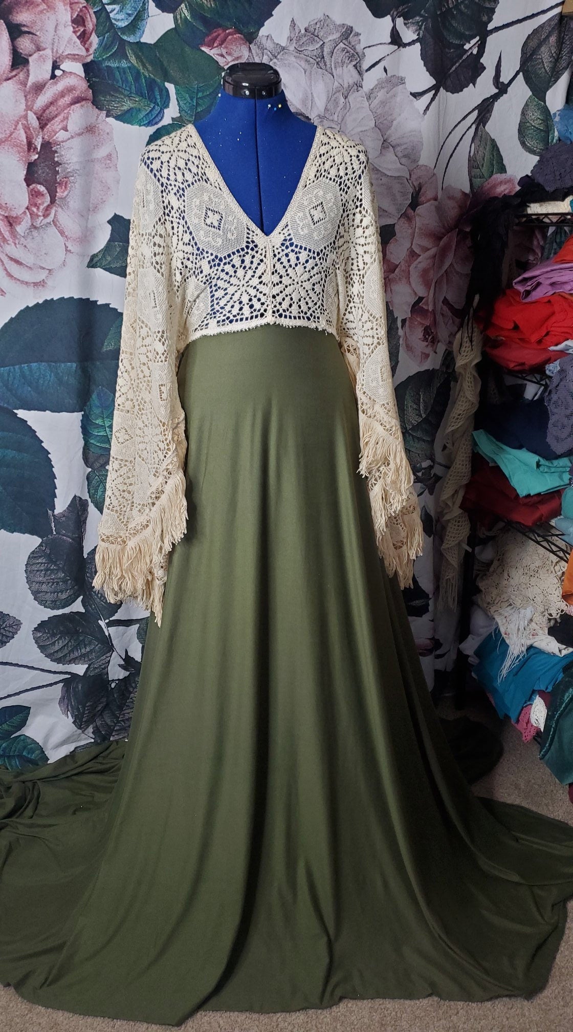 PREORDER- Azalea Dress - Boho fringe - Vintage Lace - Maternity Dress - Photoshoot Dress