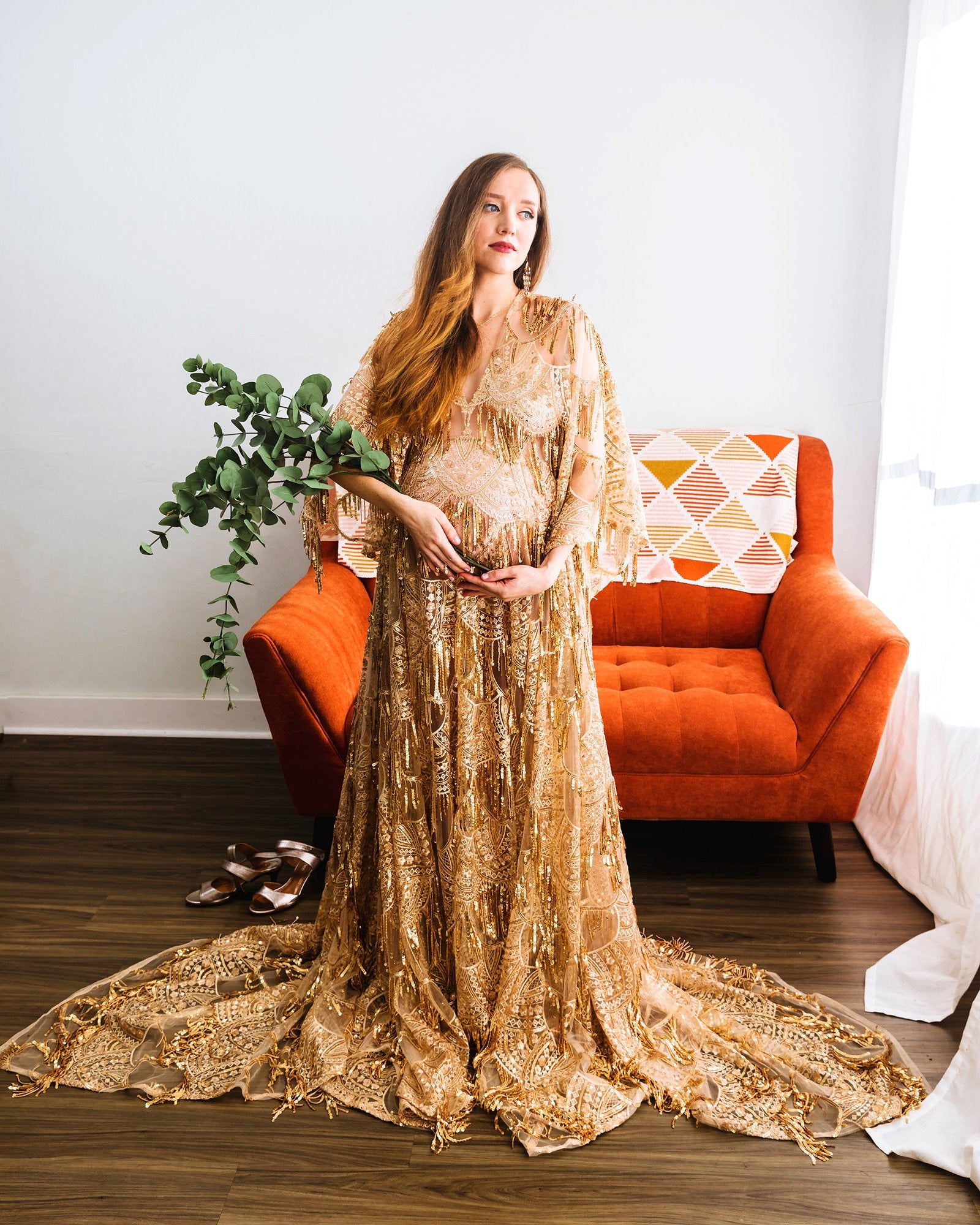 RENTAL - Gold Gatsby Dress - Photoshoot Dress - Wedding Dress - Maternity Dress