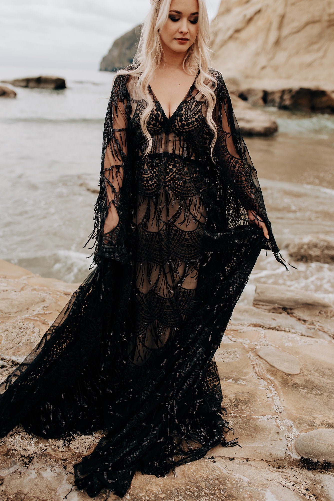 RENTAL - Black Gatsby Dress - Photoshoot Dress - Wedding Dress - Maternity Dress