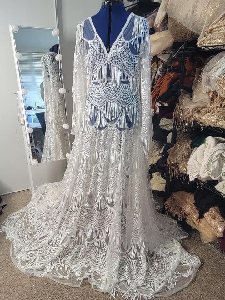 RENTAL - White & Iridescent Gatsby Dress - Photoshoot Dress - Wedding Dress - Maternity Dress